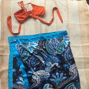 Blue Paisley Italian Silk Sarong